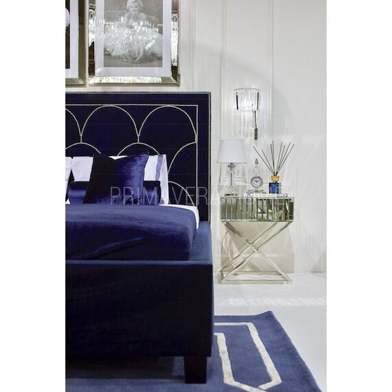 Upholstered bed quilted glamour New York grey, white SCALA