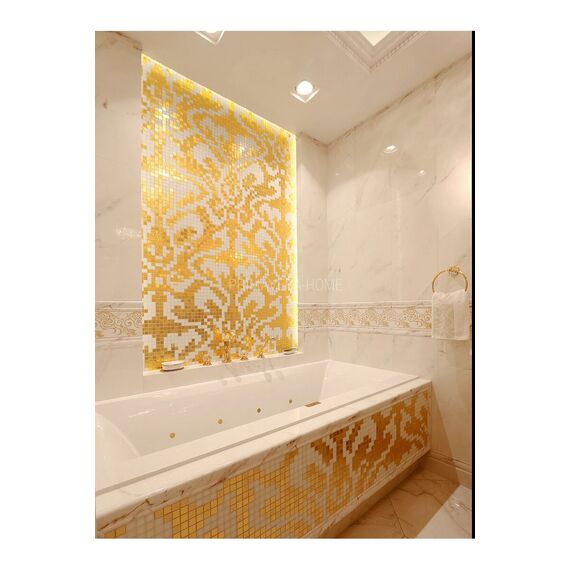 Glass mosaic Damano Gioro Giallo gold, white