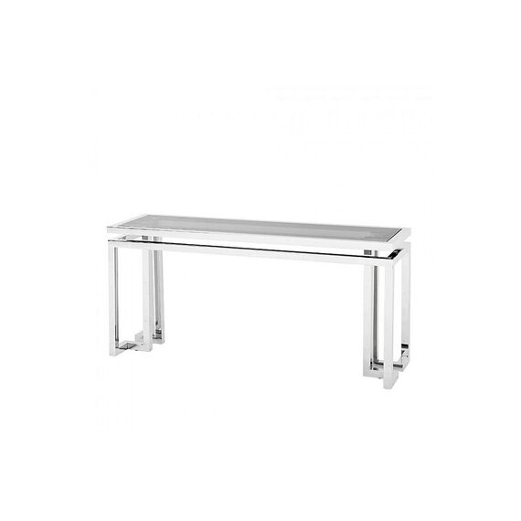 Console, glamor, stainless steel, silver glass, Oskar
