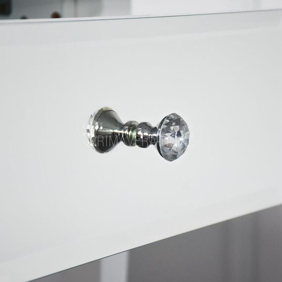 Konsola glamour lustrzana ELEGANCE, toaletka nowojorska z szufladami, biała