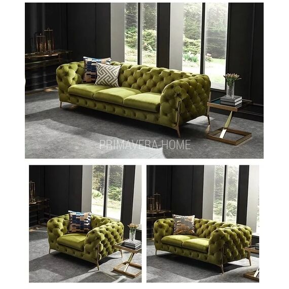 Luksusowy fotel pikowany do salonu nowoczesny glamour złoty DIVA