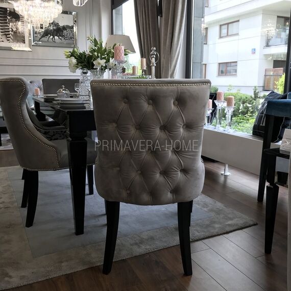 Krzesło glamour z pikowanym oparciem, designerskie do jadalni, do toaletki,  nowoczesne, klasyczne, tapicerowane, drewniane TIFFANY