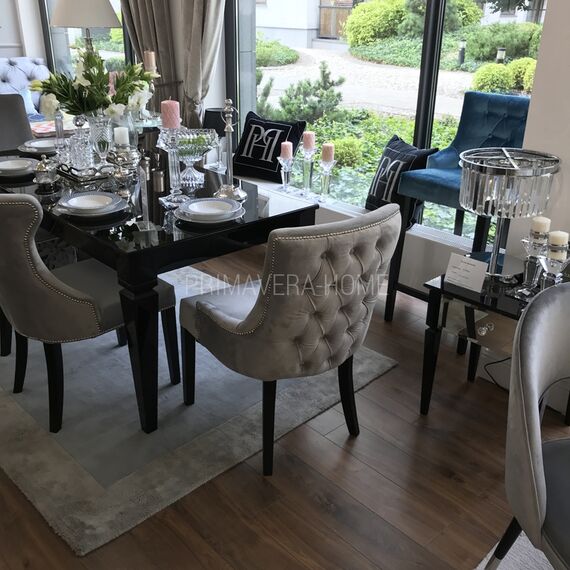 Krzesło glamour z pikowanym oparciem, designerskie do jadalni, do toaletki,  nowoczesne, klasyczne, tapicerowane, drewniane TIFFANY