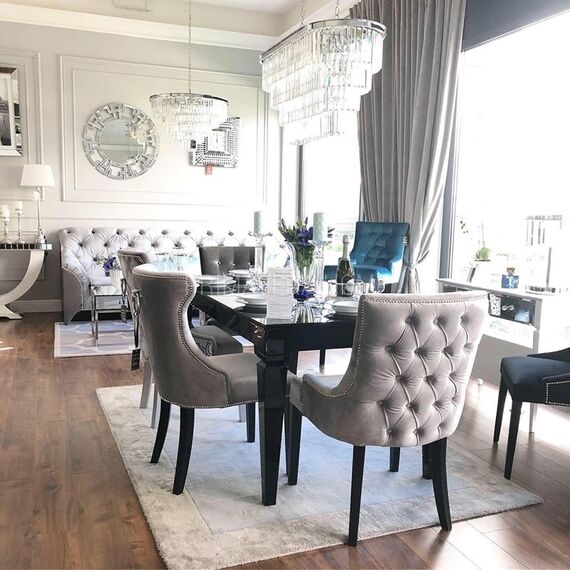 Krzesło glamour z pikowanym oparciem, designerskie do jadalni, do toaletki,  nowoczesne, klasyczne, tapicerowane, drewniane TIFFANY