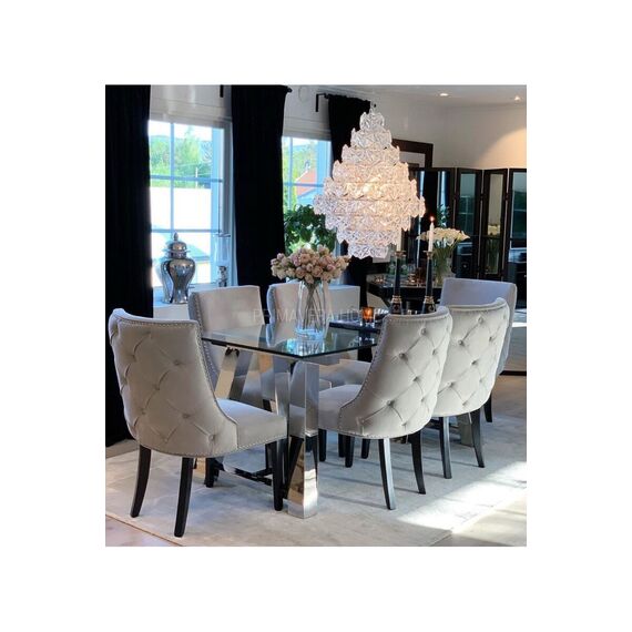 Krzesło glamour z pikowanym oparciem, designerskie do jadalni, do toaletki,  nowoczesne, klasyczne, tapicerowane, drewniane TIFFANY