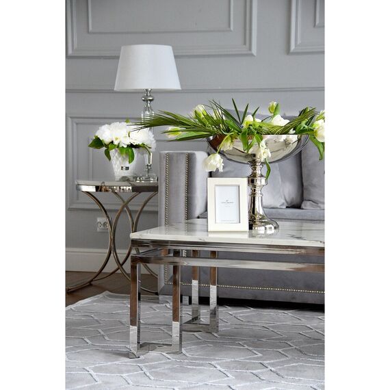 Coffee table in New York style and glamour stainless steel marble OSKAR SILVER