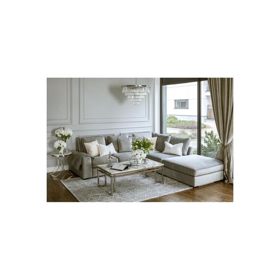 Glamor side table, white marble bedside table ALICE SILVER