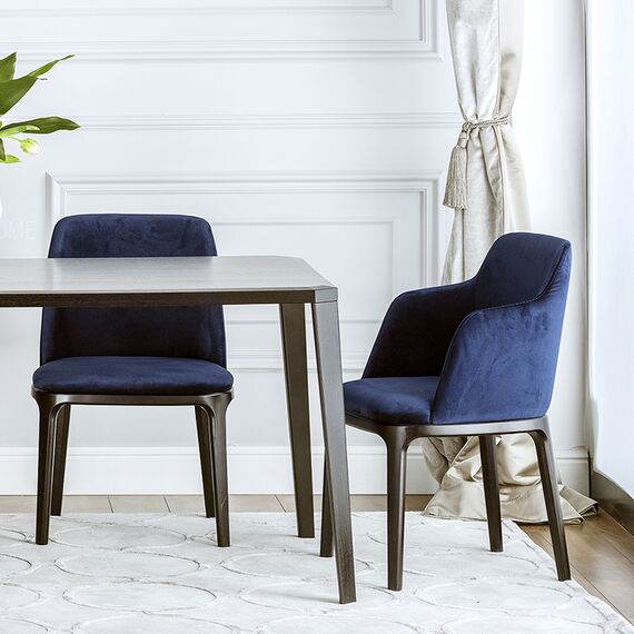 Upholstered modern wooden chair NAPOLI with armrest