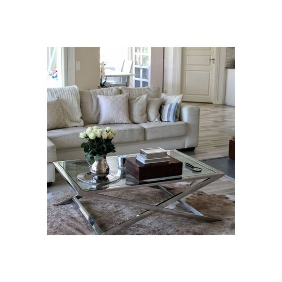 Bench Coffee table stainless steel silver NEW YORK