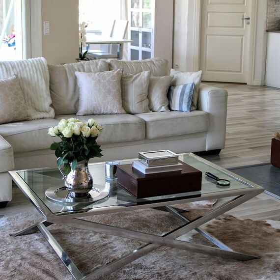 Bench Coffee table stainless steel silver NEW YORK