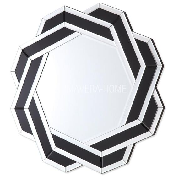 Rounded mirror DUNE BLACK SILVER, geometric