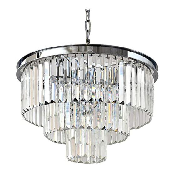 Żyrandol kryształowy, okrągły, nowoczesny, lampa wisząca, srebrna GLAMOUR 50 cm