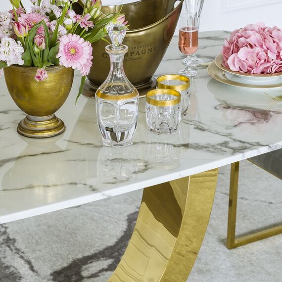 Glamour dining room table gold steel white top ART DECO