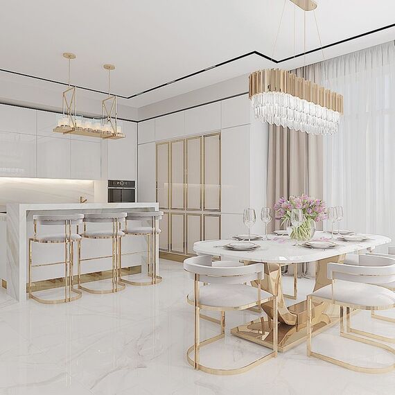 MARCO modern beige glamour upholstered chair for living and dining room