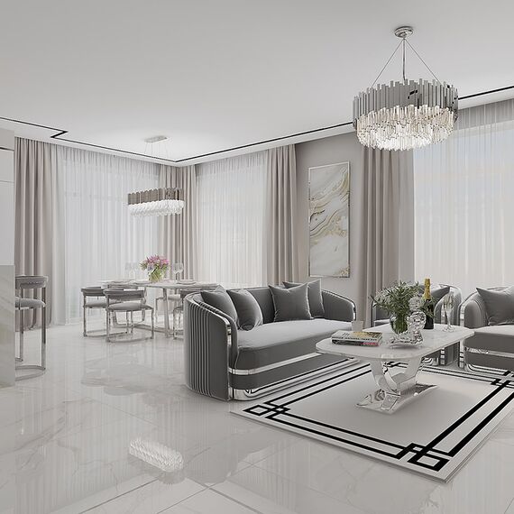 MARCO modern grey silver upholstered glamour chair for living and dining room