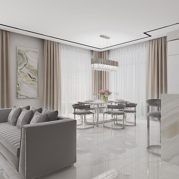 MARCO modern grey silver upholstered glamour chair for living and dining room