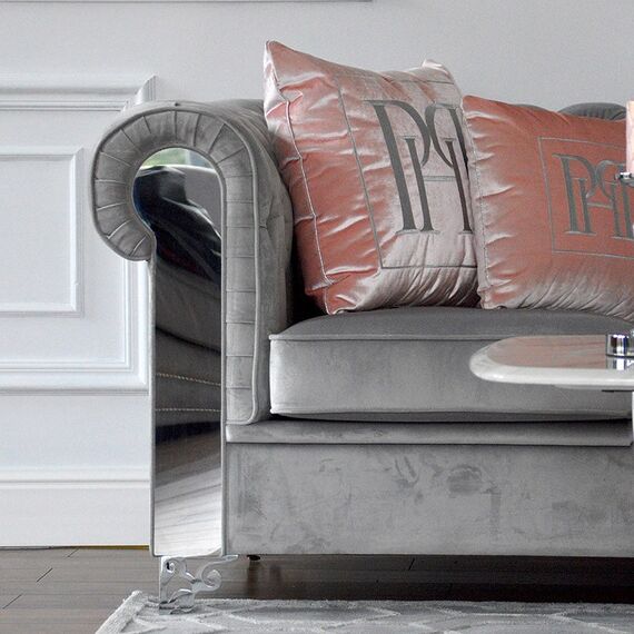 New York Glamour Sofa Modern gray AVIATOR silver