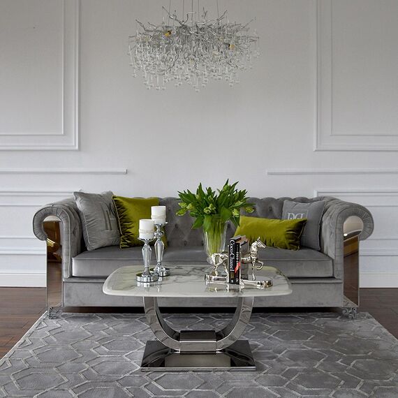New York Glamour Sofa Modern gray AVIATOR silver
