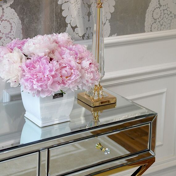 Mirror console CHICAGO GOLD on metal legs New York glamor modern 100x40x80 gold