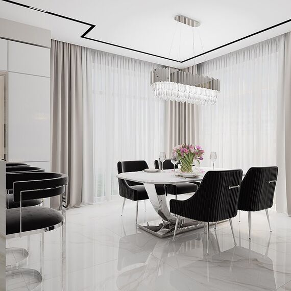 Krzesło glamour luksusowe, tapicerowane z kołatką, do jadalni, salonu, nowoczesne, czarne, srebrne PALOMA