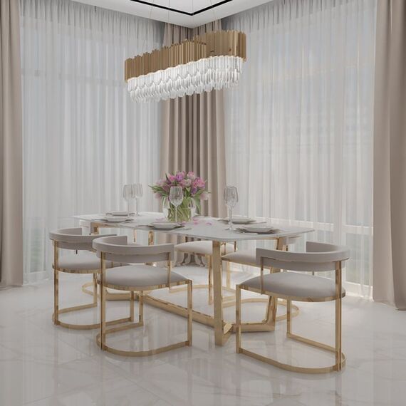 MARCO modern beige glamour upholstered chair for living and dining room