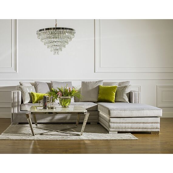 Aksamitny narożnik srebrny z funkcją spania nowoczesna kanapa narożna NERO