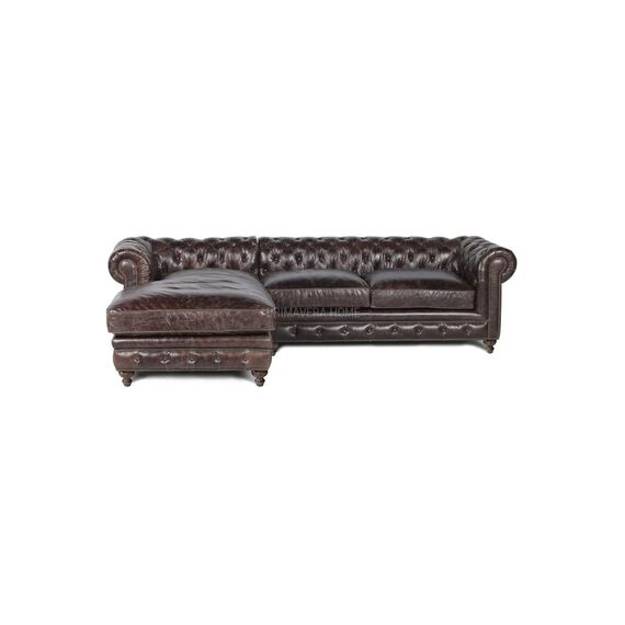 Corner sofa folding sofa in English style CHESTERFIELD leather