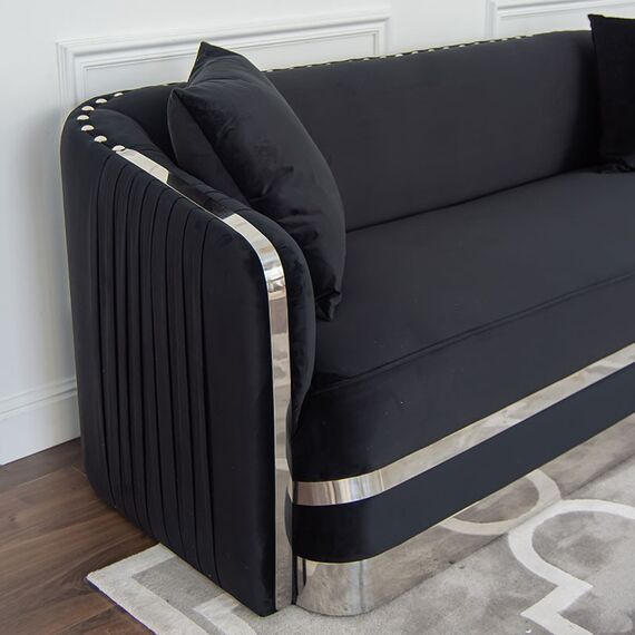 MADONNA modern silver black Stylish glamour New York-style upholstered sofa OUTLET