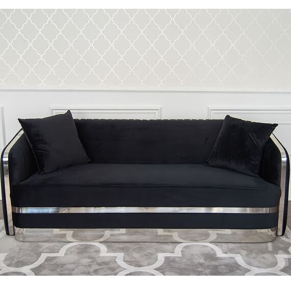 MADONNA modern silver black Stylish glamour New York-style upholstered sofa OUTLET