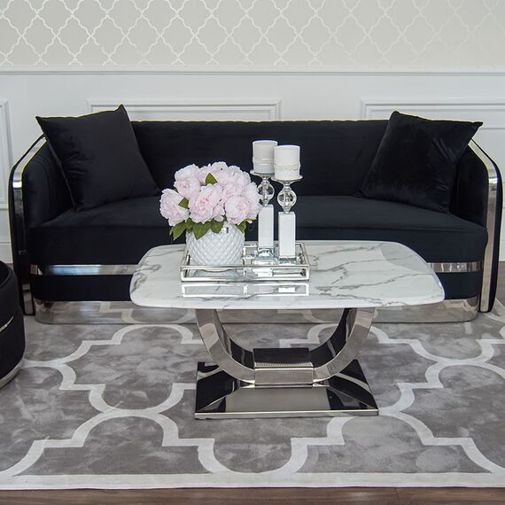 MADONNA modern silver black Stylish glamour New York-style upholstered sofa OUTLET