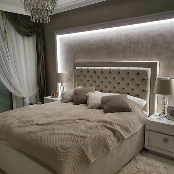 New York bed glamour upholstered quilted chesterfield grey, white MODERN