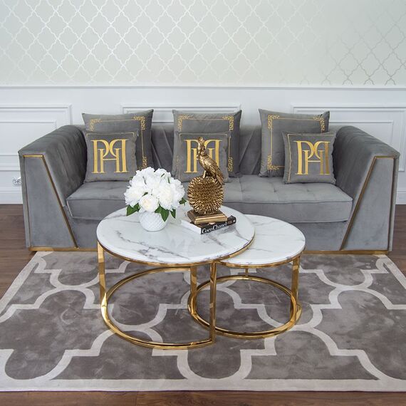 Glamour coffee table, modern gold with white stone table top MARCO GOLD