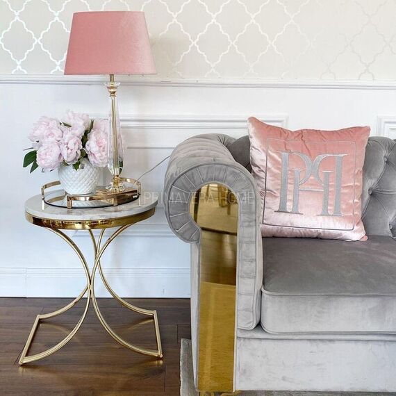 Stolik glamour pomocniczy boczny, nocny biały marmur ALICE GOLD