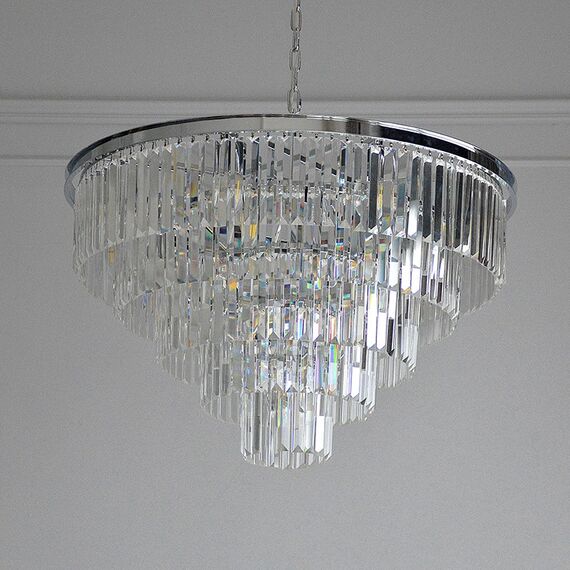 Żyrandol GLAMOUR 80 cm kryształowy okrągły, nowoczesny lampa wisząca, srebrny