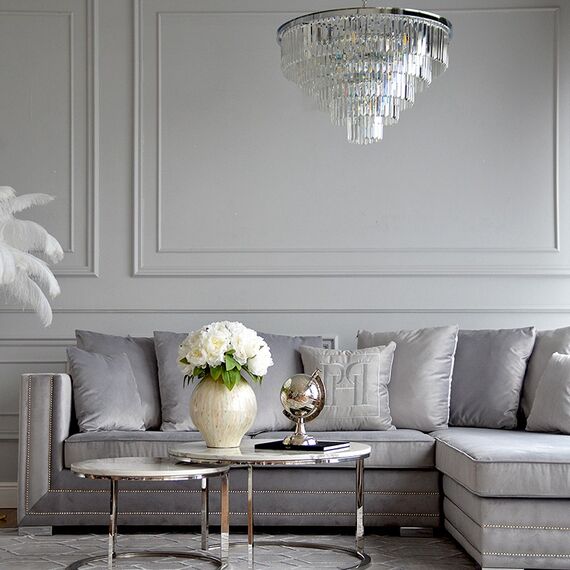 Żyrandol GLAMOUR 100 cm kryształowy okrągły nowoczesny lampa wisząca, srebrny