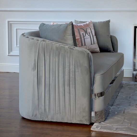 Nowoczesna sofa szara 3 osobowa srebrna kanapa glamour MADONNA