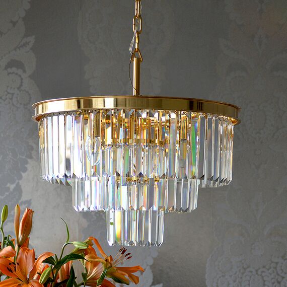 Modern glamorous crystal ceiling chandelier, gold GLAMOR