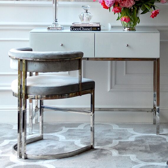 MARCO modern grey silver upholstered glamour chair for living and dining room