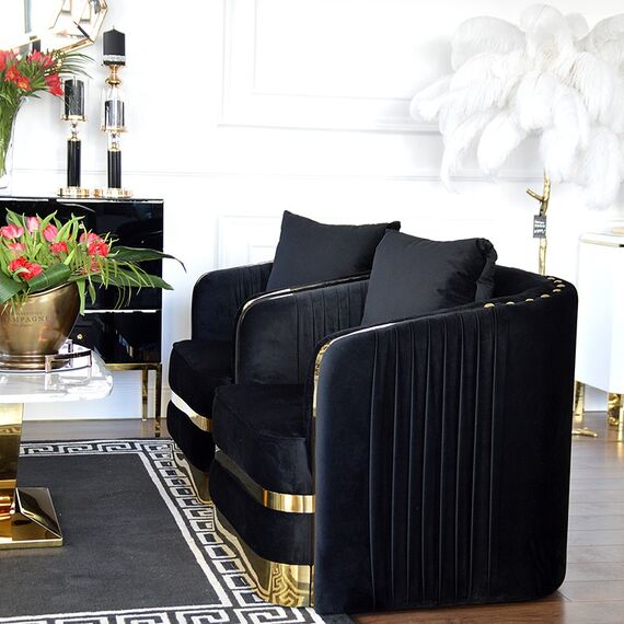 Modern glamour armchair MADONNA for living room, dining room black gold