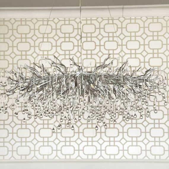 Glamor chandelier RAIN L 110 cm, designer, exclusive in a modern style, silver