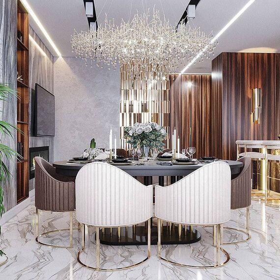 Glamor chandelier RAIN L 110 cm, designer, exclusive in a modern style, silver