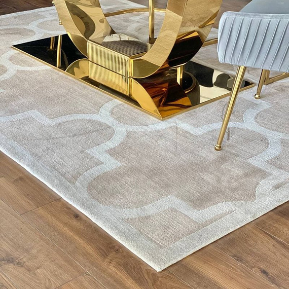 Moroccan carpet MAROC clover, modern glamor, beige color