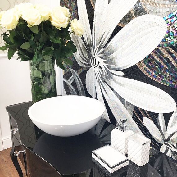 Bathroom dresser wooden high gloss glamour style glamour black white ELIZABETH