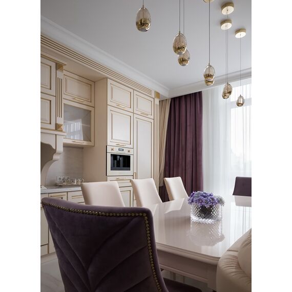 High gloss glamorous table, elegant white high gloss, light gold QUEEN