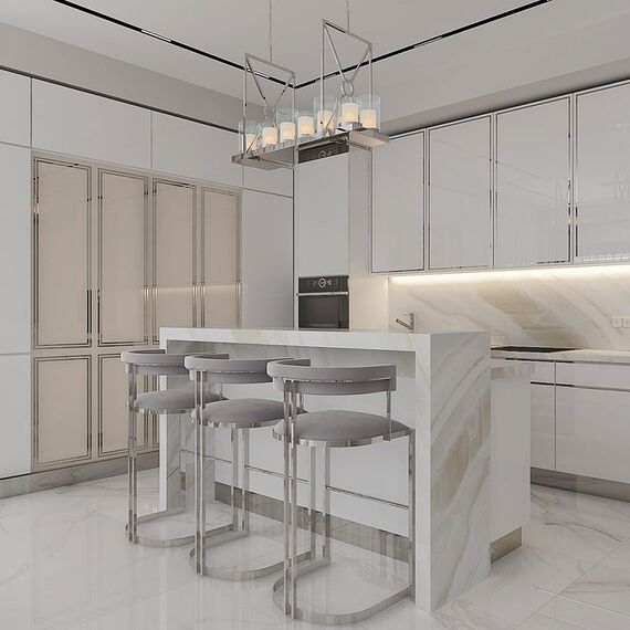 MARCO modern silver grey glamour upholstered barstool for dining room, bar, isle 53x51x92