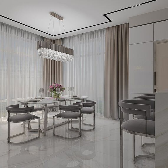 MARCO modern silver grey glamour upholstered barstool for dining room, bar, isle 53x51x92