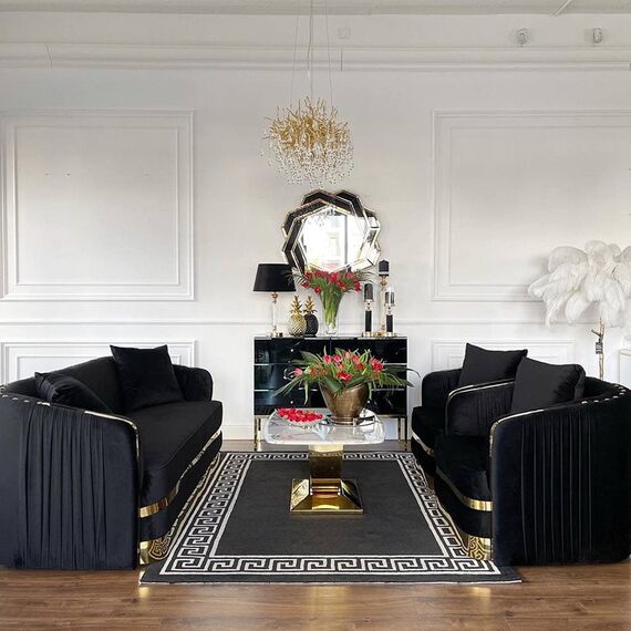 Modern glamour armchair MADONNA for living room, dining room black gold