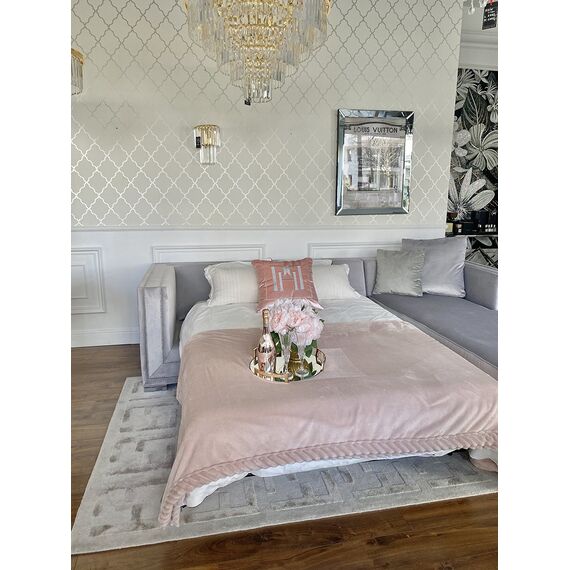 Aksamitny narożnik srebrny z funkcją spania nowoczesna kanapa narożna NERO