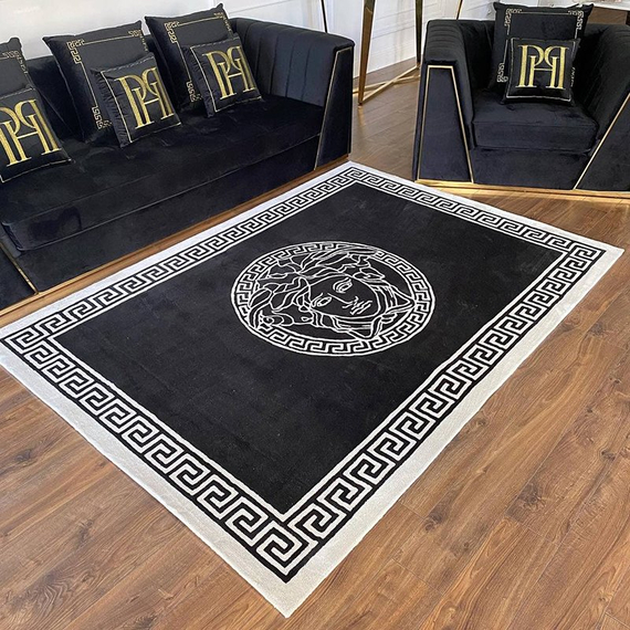 A modern black and white rug MEDUZA