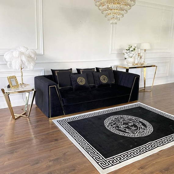 A modern black and white rug MEDUZA